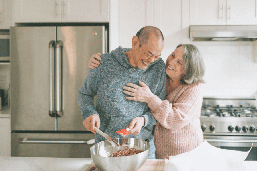 senior couple cooking diet for wound healing